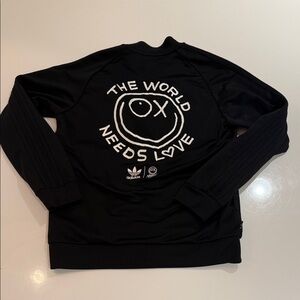 Adidas Black Zip-Up Jacket with Graphic Print